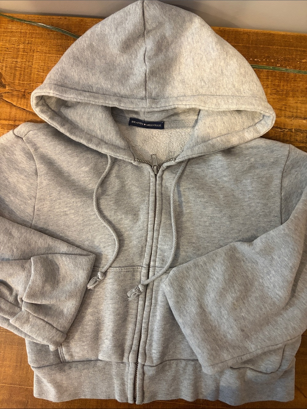 Brandy Melville Heather Gray Cropped Full-Zip Hoodie